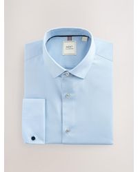 Next - Regular Fit Double Cuff Easy Care Textured Smart Shirt - Lyst
