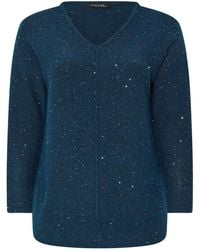 Evans - Sequin Yarn V-Neck Jumper - Lyst