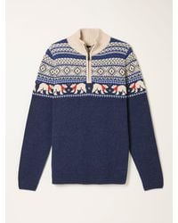 FatFace - Fatface Polar Bear Knitted Fairisle Half Zip Neck Jumper - Lyst