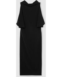 Reiss - Petra Draped-Front High-Neck Midi Dress - Lyst