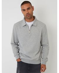 Threadbare - Quarter Zip Collared Sweatshirt - Lyst