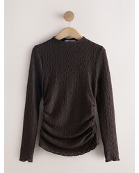 Next - Chocolate Textured High Neck Long Sleeve Top - Lyst