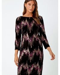 Roman - Sequin Velvet Shift Stretch Dress - Lyst