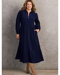 Live Unlimited - Baby Cord Zip Front Midi Dress - Lyst