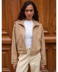 Threadbare - Faux Suede Funnel Neck Bomber Jacket - Lyst