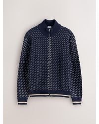 Next - Relaxed Fit Geometric Pattern Zip Through Cardigan With Wool - Lyst