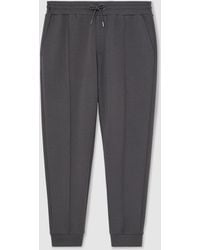 Reiss - Finn - Charcoal Grey Sueded Interlock Jersey Cuffed Joggers, Xs Regular - Lyst