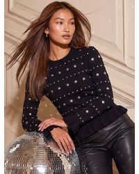 Roman - Stud Frill Knit Top - Lyst