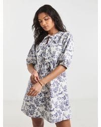 Simply Be - 100% Cotton Mix Floral Tie Front Denim Dress - Lyst