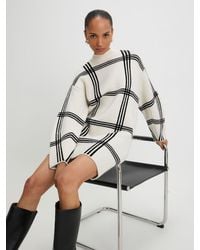 River Island - Long Sleeve Checked Knitted Mini Dress - Lyst