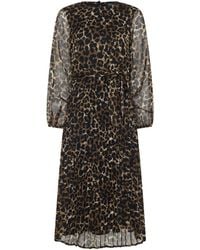 M Com - Petite Printed Pleated Chiffon Dress - Lyst