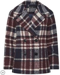 M Com - Petite Check Peacoat - Lyst