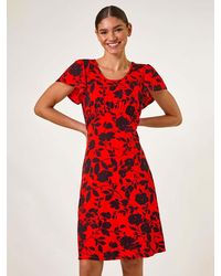 Roman - Ditsy Floral Print Stretch Dress - Lyst