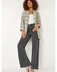 Roman - Longline Checkered Boucle Jacket - Lyst