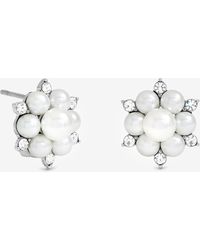 Jon Richard - Plated Crystal And Pearl Snowflake Clip Earrings - Lyst