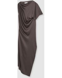 Reiss - Kenzie Satin Asymmetric Draped Midi Dress - Lyst