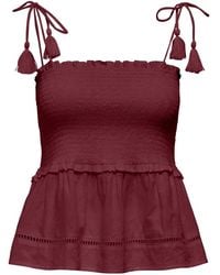 ONLY - Burgundy Strap Smock Top - Lyst