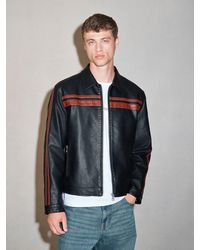 Next - Edit Stripe Detail Faux Leather Collared Jacket - Lyst