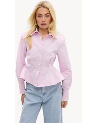 Loavies - Champagne Mornings Tailored Blouse With Shoulder Pads - Lyst