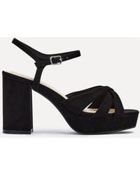 Linzi - Keliah Platform Cross-Over Strap Block Heeled Sandals - Lyst