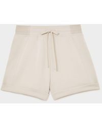 Reiss - Phoebe - Neutral Premium Interlock Drawstring Shorts, L (us 12-14) - Lyst