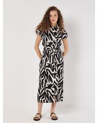 Apricot - Zebra Print Tie Waist Shirt Dress - Lyst