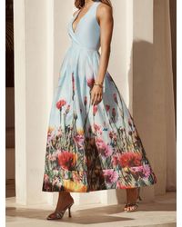 Lipsy Printed Halter Chiffon Sleeveless Maxi Dress in Pink | Lyst