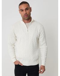 Threadbare - Cable Knit Quarter Zip Jumper - Lyst