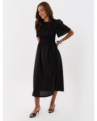 Threadbare - Kleid Mit Puffärmeln Und Raffungen - Lyst