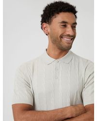 Threadbare - Cable Stripe Knitted Button Polo Shirt - Lyst