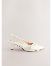 Next - Ivory Forever Comfort Wedding Satin Bow Pointed Toe Slingback Heels - Lyst