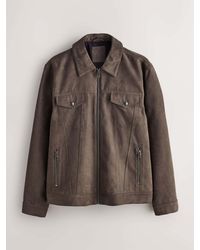 Next - Dark Stone Faux Suede Western Zip Through Jacket - Lyst