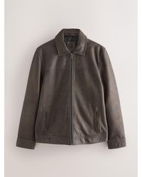 Next - Signature Leather Collared Jacket - Lyst
