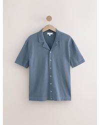 Next - Regular Fit Cotton Rich Short Sleeve Knitted Shirt With Cuban Collar - Lyst