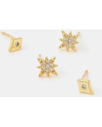 Accessorize - 2 Pack 14Ct Plated Diamanté Star Stud Earrings - Lyst