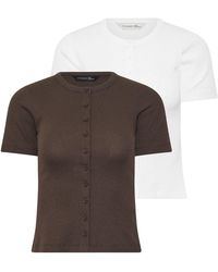 PixieGirl Petite - Short Sleeve Ribbed Button Front Tops 2 Pack - Lyst