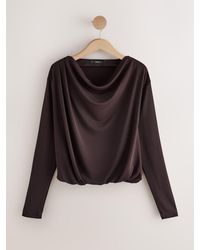 Next - Wine Long Sleeved Drape Bubblehem Top - Lyst