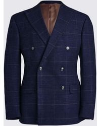 Moss - Check Tailored Fit Double Breasted Slim Fit Stretch Suit Jacket - Lyst