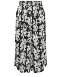 Evans - Abstract Print Shirred Waist Trousers - Lyst