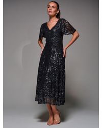 Jolie Moi - Sequin Angel Sleeve Fit & Flare Midaxi Dress - Lyst