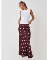 Threadbare - Polka Dot Satin Lace Trim Maxi Skirt - Lyst