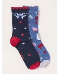 FatFace - Multi 2 Pack V & A Fatface Heart And Bow Socks - Lyst
