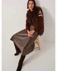 Monsoon - Marnie Faux Leather Midi Skirt - Lyst