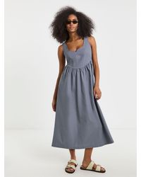 Simply Be - 100% Cotton Cargo Notch Neck Apron Midi Dress - Lyst