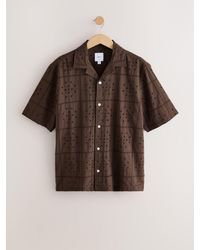 Next - 100% Cotton Textured Broderie Short Sleeve Shirt - Lyst