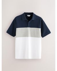 Next - 100% Cotton Short Sleeve Button Up Block Polo Shirt - Lyst