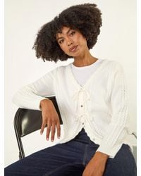 Roman - Bow Front Buttoned Knit Cardigan - Lyst