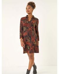 Roman - Patchwork Print Shift Dress - Lyst