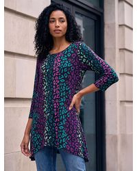 Roman - Animal Print Hanky Hem Stretch Top - Lyst