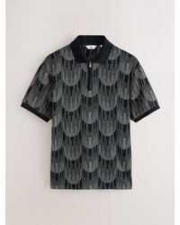 Next - Elegantes Poloshirt Mit Reißverschluss Am Ausschnitt Und Party-Muster - Lyst